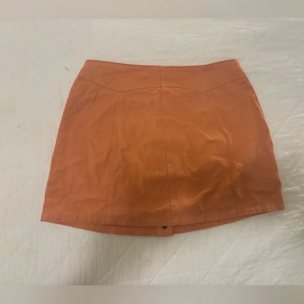 Rust Orange Button-Front Mini Skirt - Picture 3 of 3